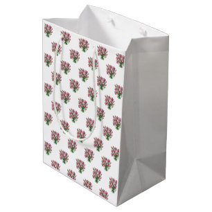 Watercolor Tulip Bouquet Floral Pattern Medium Gift Bag