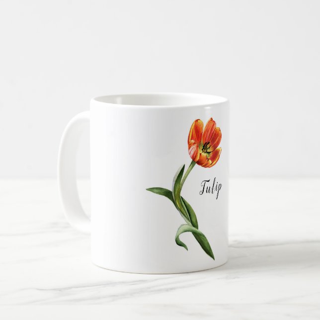 Watercolor Tulip Floral Coffee Mug (Front Left)