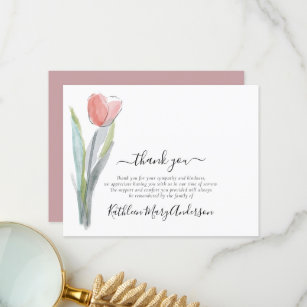 Watercolor Tulip Floral Funeral Thank You Card
