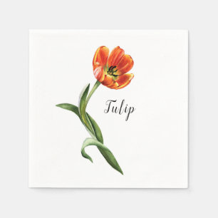 Watercolor Tulip Floral Napkin