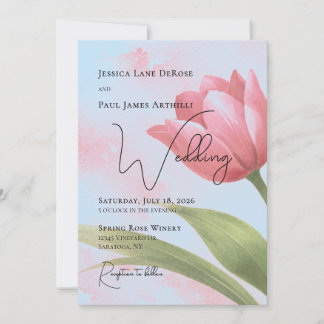 Watercolor Tulip Floral Wedding Invitation