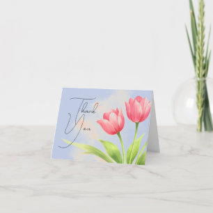 Watercolor Tulip Floral Wedding Thank You Card