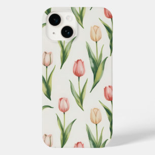 Watercolor Tulip Repeat Floral Pattern Case-Mate iPhone 14 Case