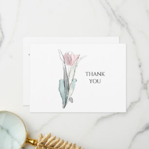 Watercolor Tulip Simple Funeral II Thank You