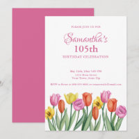 Watercolor Tulips 105th Birthday Party