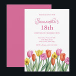 Watercolor Tulips 18th Birthday  Invitation<br><div class="desc">Beautiful watercolor illustration of colourful spring tulips - perfect for a spring birthday parties.

Customise the spring themed birthday invitation card for any birthday celebration.</div>
