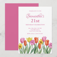 Watercolor Tulips 21st Birthday