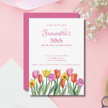 Watercolor Tulips 30th Birthday Party Invitation<br><div class="desc">Beautiful watercolor illustration of colourful spring tulips - perfect for a spring birthday parties.

Customise the 30th birthday invitation card for any milestone birthday.</div>