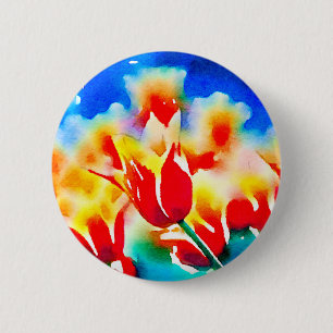 Watercolor Tulips 6 Cm Round Badge