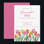 Watercolor Tulips 90th Birthday Party Invitation<br><div class="desc">Beautiful watercolor illustration of colourful spring tulips - perfect for a spring birthday parties.

Customise the 90th birthday invitation card for any milestone birthday.</div>
