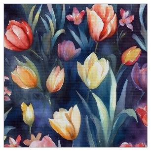 Watercolor Tulips (Abstract) Fabric