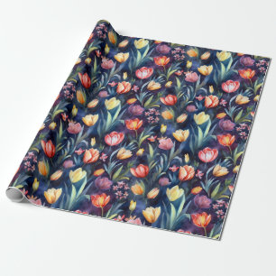 Watercolor Tulips (Abstract) Wrapping Paper