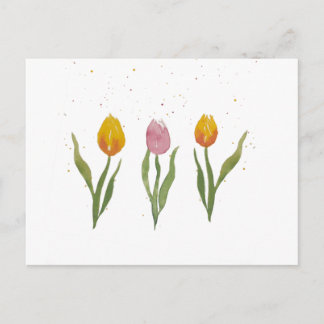 Watercolor Tulips / Aquarell Tulpen Postcard
