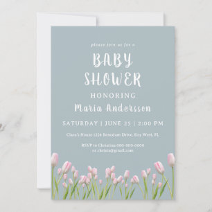 Watercolor Tulips Baby Girl Baby Shower Invitation