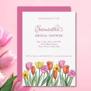 Watercolor Tulips Bridal Shower  Invitation