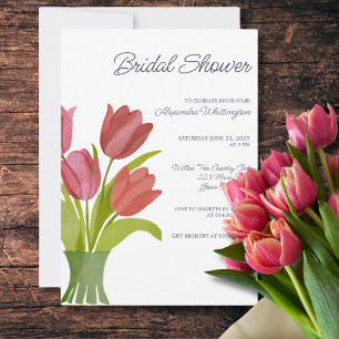 Watercolor Tulips Bridal Shower  Invitation