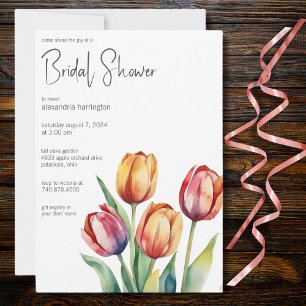 Watercolor Tulips Bridal Shower  Invitation