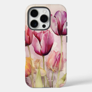 Watercolor tulips iPhone 16 pro case