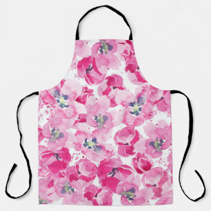 Watercolor tulips: hand-drawn card design apron