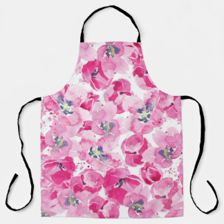 Watercolor tulips: hand-drawn card design apron