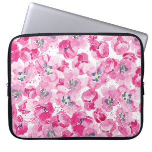Watercolor tulips: hand-drawn card design laptop sleeve