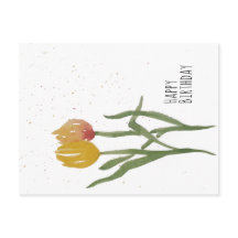 Watercolor Tulips - Happy Birthday