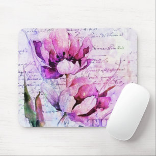 Watercolor tulips mouse pad
