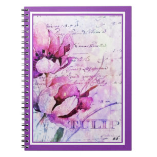 Watercolor tulips notebook