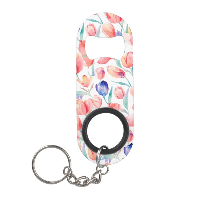 Watercolor Tulips Pattern Bottle Opener (Front)