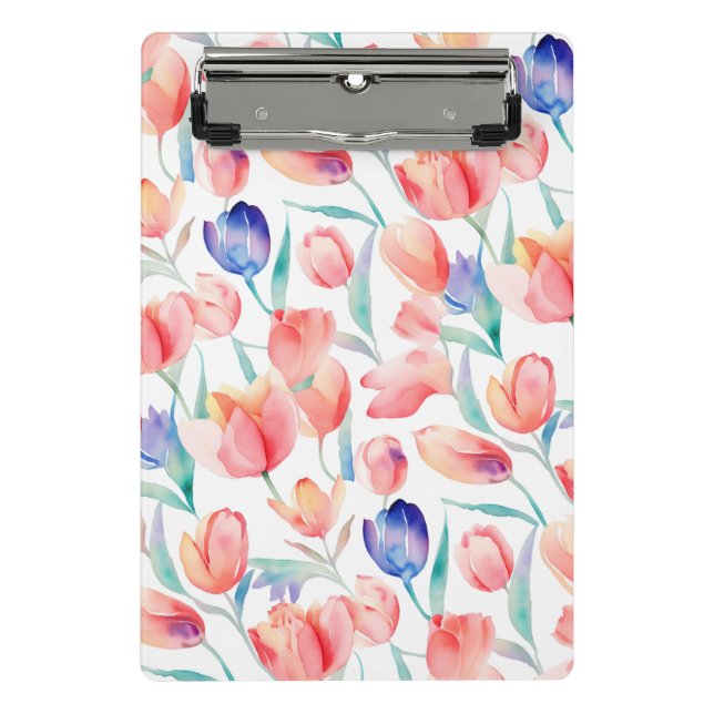 Watercolor Tulips Pattern Mini Clipboard (Front)