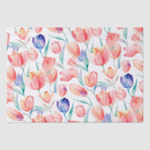 Watercolor Tulips Pattern Tissue Paper