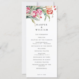 Watercolor tulips spring wedding program