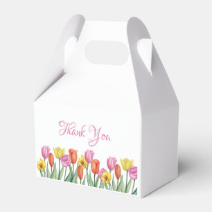 Watercolor Tulips Thank You Favor Box