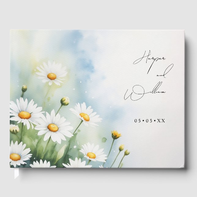 watercolor tulips wedding guest book (Front)