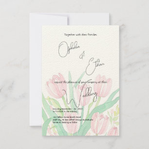 Watercolor tulips, Wedding Invitation