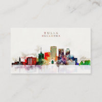 Watercolor Tulsa Skyline