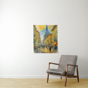 Watercolor Turin Italy – Mole Antonelliana City Tapestry