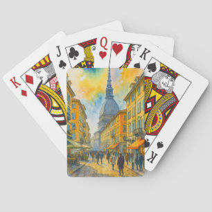 Watercolor Turin Italy Poker Cards – Retro City