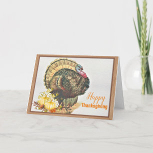 Watercolor Turkey and Pumpkins Thanksgiving Holiday Card