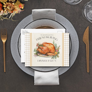 Watercolor Turkey Friendsgiving Invitation Postcard