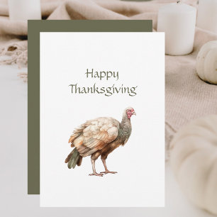 Watercolor Turkey Happy Thanksgiving Holiday Card