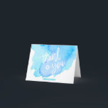 Watercolor Turquoise Bat Bar Mitzvah THANK YOU<br><div class="desc">Say thank you to your guests with these beautiful watercolor Bat or Bar Mitzvah cards. White letters with star of David in middle. Black cards,  room to write personal message. Colours: turquoise,  blue,  purple.  Get matching collection!</div>
