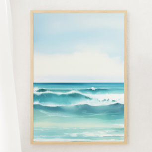 Watercolor Turquoise Beach Print 1 of 3 Poster
