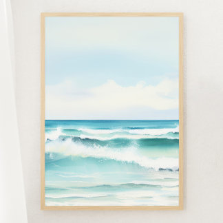 Watercolor Turquoise Beach Print 2 of 3 Poster
