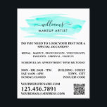 Watercolor Turquoise Brushstroke Makeup Artist Flyer<br><div class="desc">Script Watercolor Turquoise Brushstroke Makeup Artist Advertising Flyers By The Business Card Store.</div>