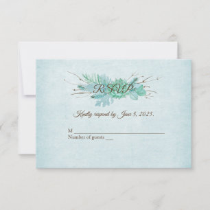 Watercolor turquoise floral bouquet RSVP Card