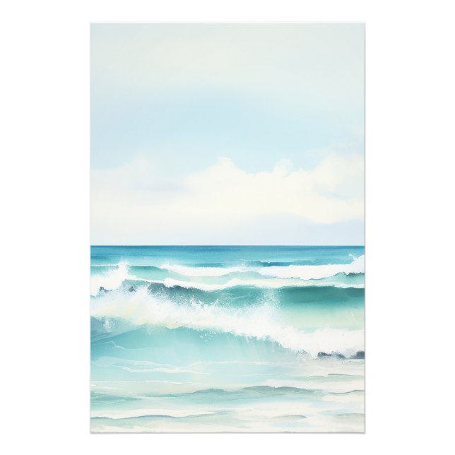 Watercolor Turquoise Ocean Wall Art (Front)