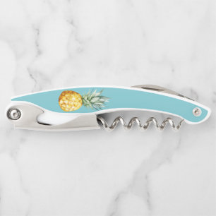 Watercolor Turquoise Pineapple Summer Cute Corkscrew