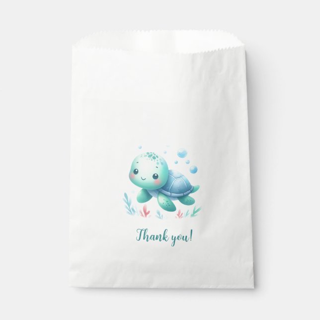 Watercolor turtle baby shower  favour bag (Front)