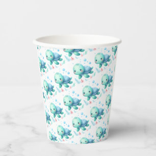 Watercolor turtle baby shower paper cups